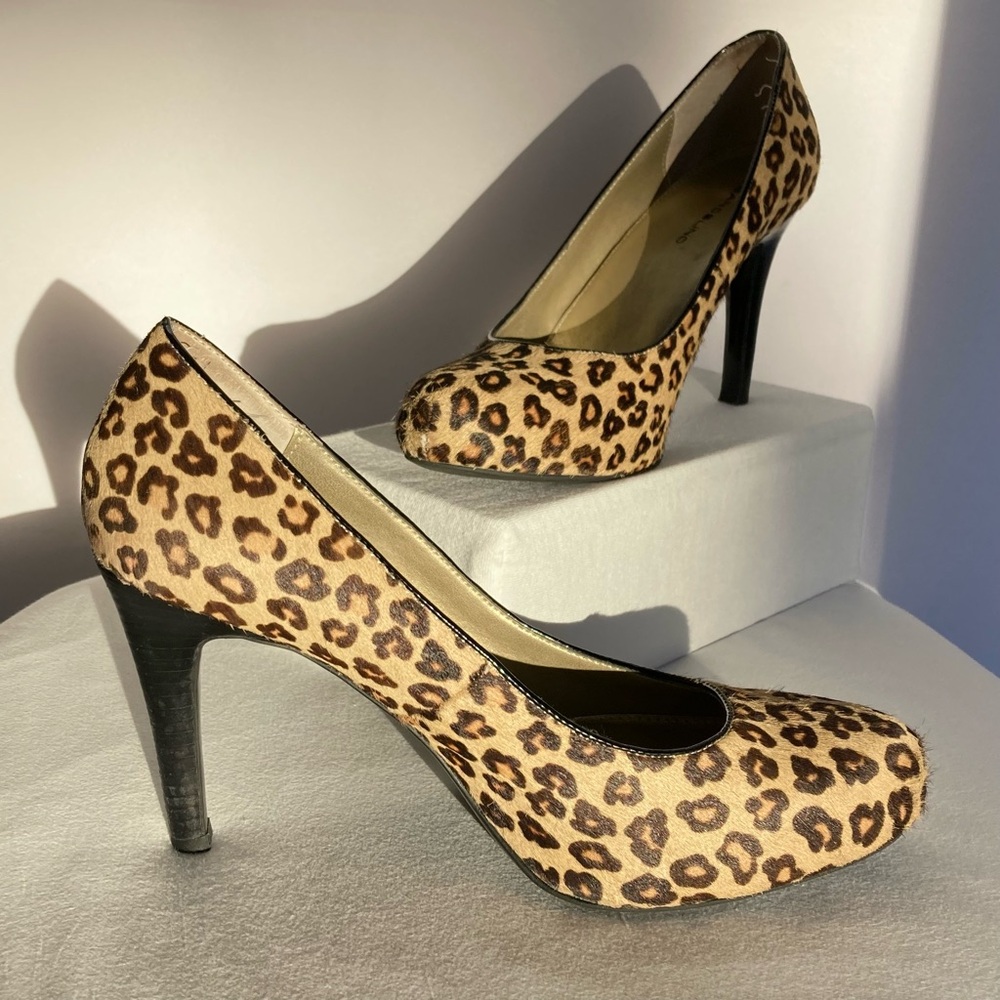 Bandolino Bdeladia Real Fur/Leather High Heels - Leopard Print - Womens Size 8M